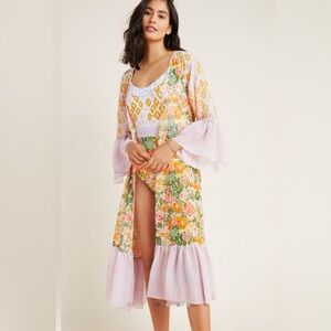 Anthropologie Alja Horvat Daylight Kimono Coverup Dress Colorful Small EUC